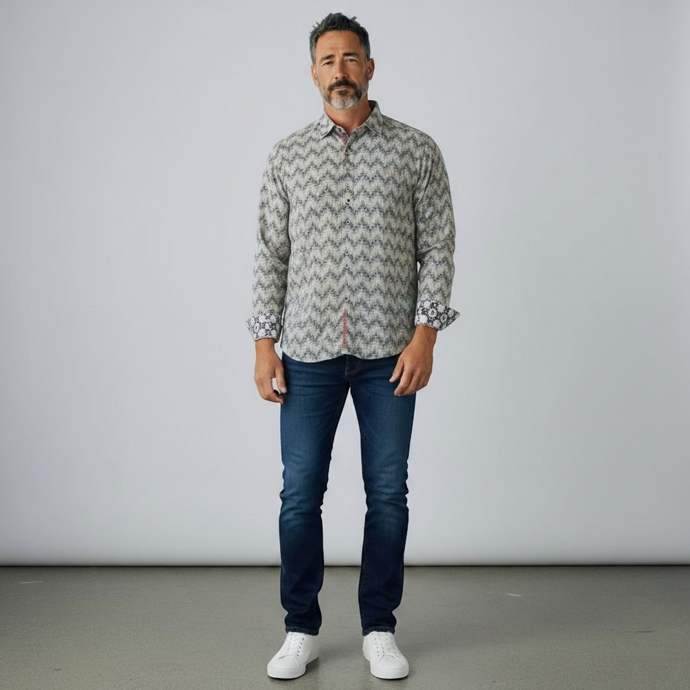 Robert Graham Men's XL Flip Cuff Classy Shirt Long Sleeves - Button Up